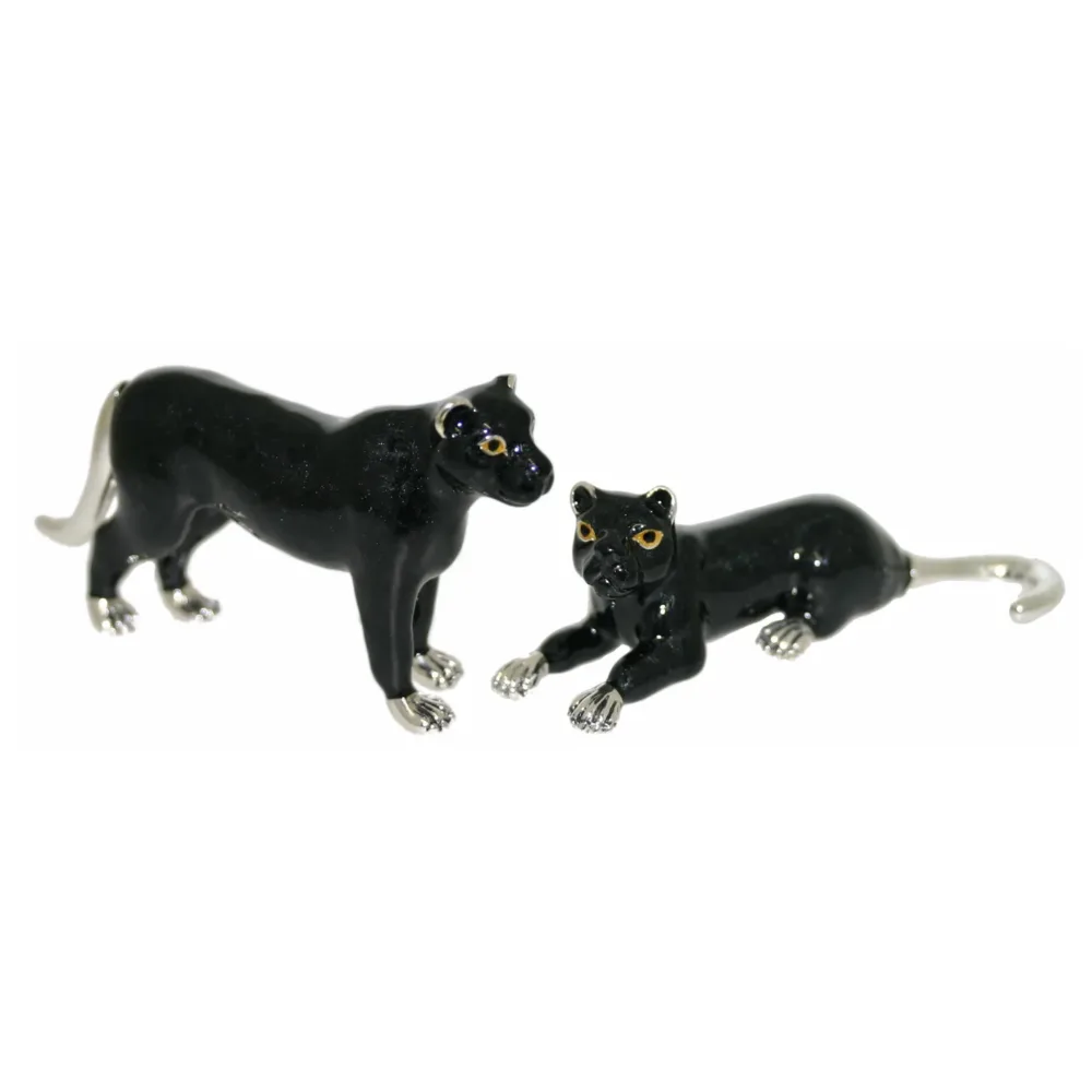 Saturno Sterling Silver and Enamel Panther Ornaments
