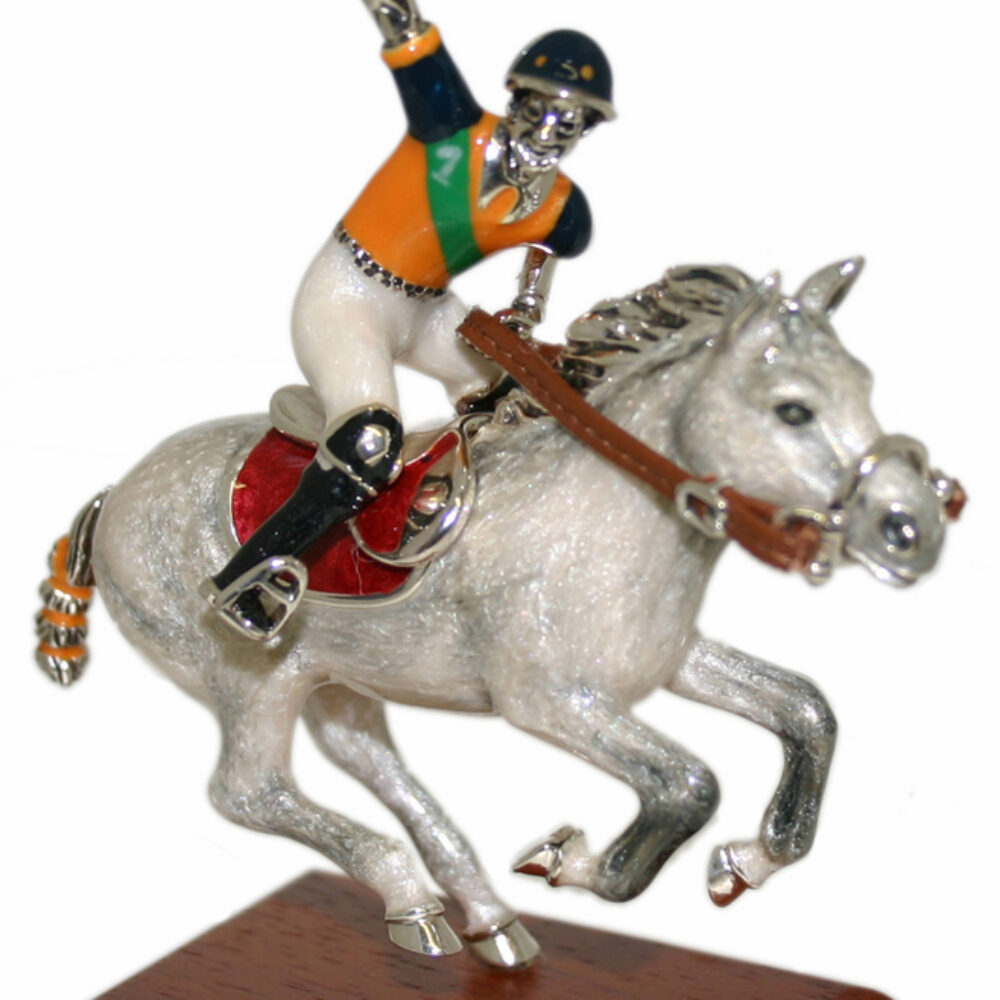 Saturno Sterling Silver and Enamel Polo Player Ornament