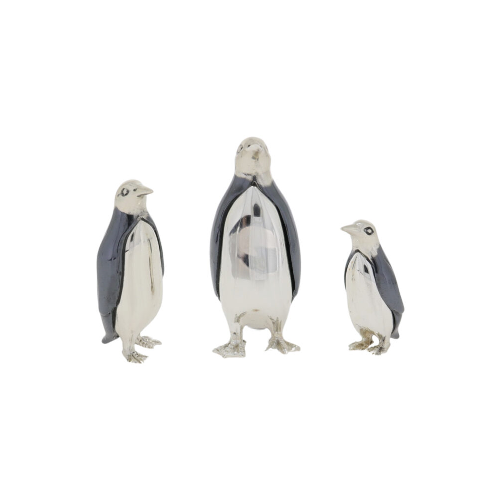 Saturno Sterling Silver Oxidised Penguin Ornaments