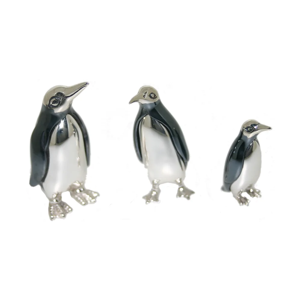 Saturno Sterling Silver Oxidised Penguin Ornaments