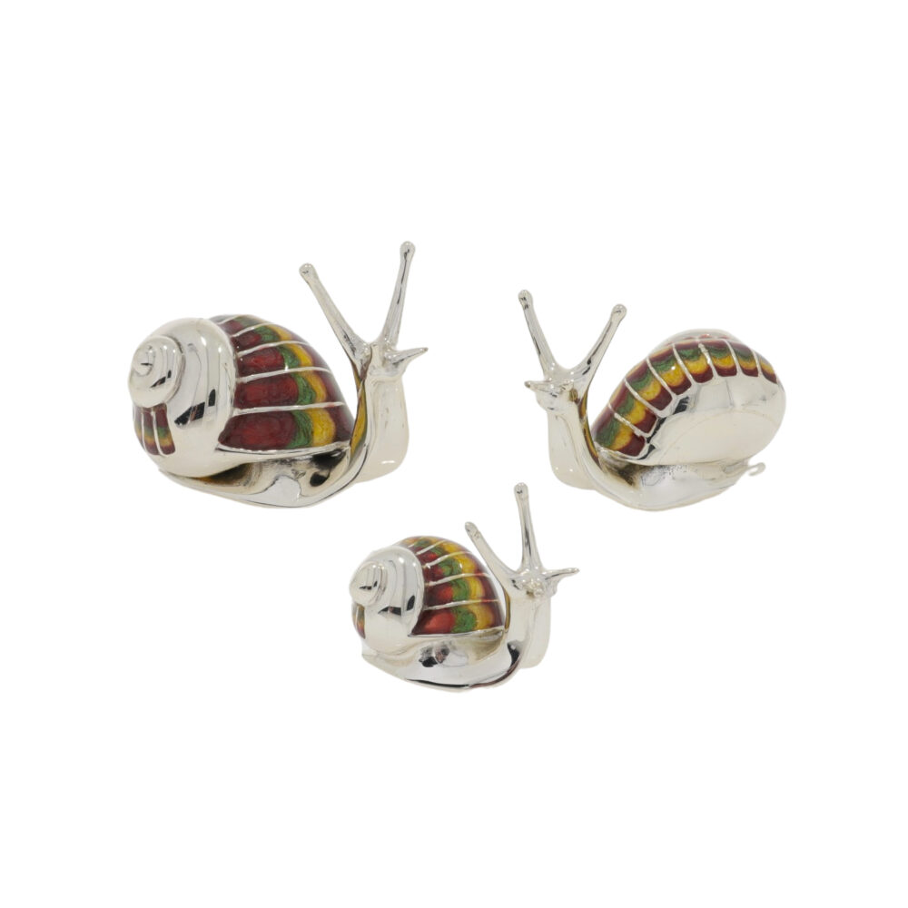 Saturno Sterling Silver and Enamel Snail Ornaments