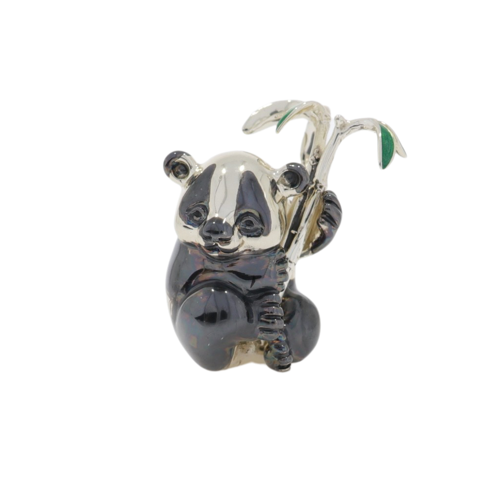 Saturno Sterling Silver and Enamel Panda Ornament