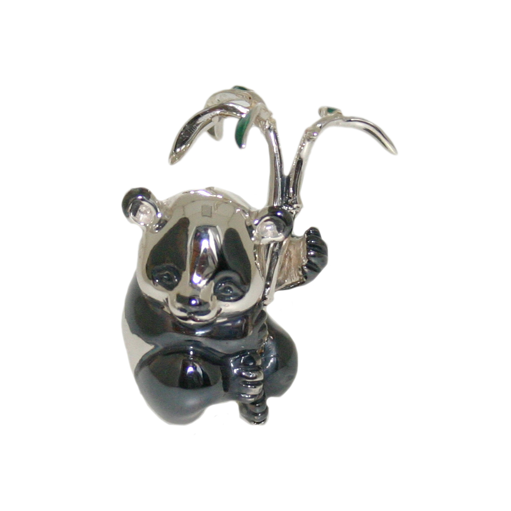 Saturno Sterling Silver and Enamel Panda Ornament