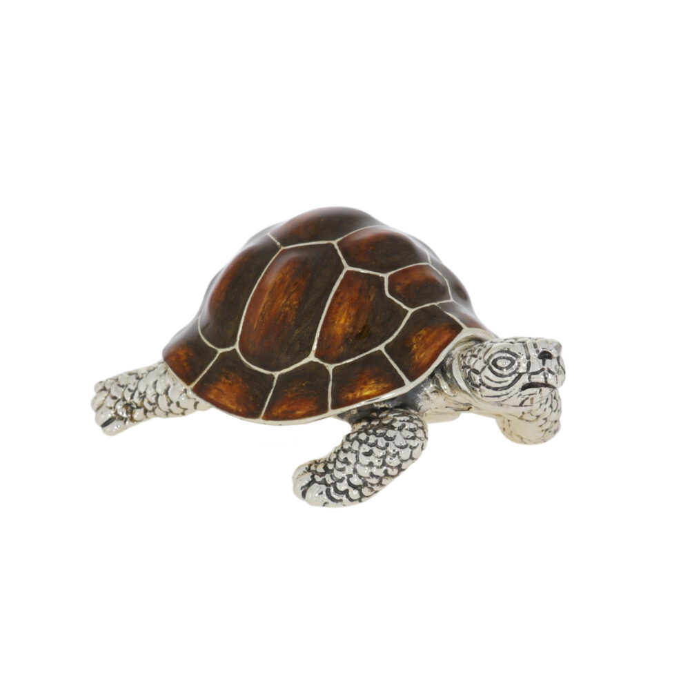 Saturno Sterling Silver and Enamel Tortoise Ornament