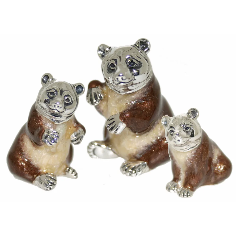 Saturno Sterling Silver and Enamel Bear Ornaments