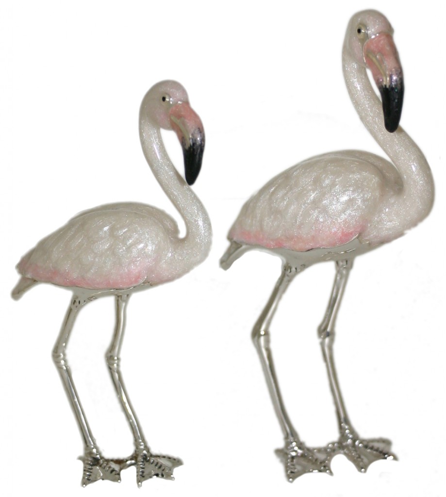Saturno Sterling Silver and Enamel Flamingo Ornaments - Connard & Son Ltd.