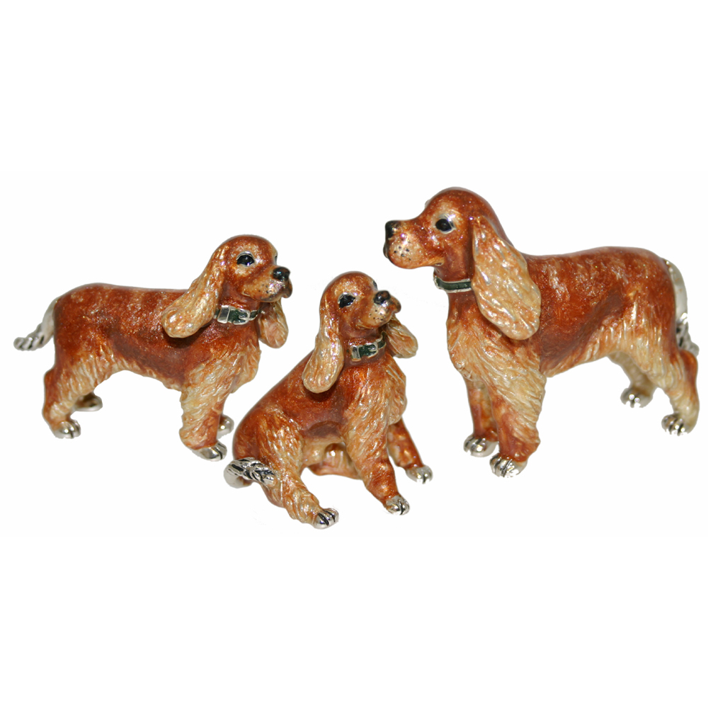 Saturno Sterling Silver and Enamel Dogs – Cocker Spaniel Ornaments