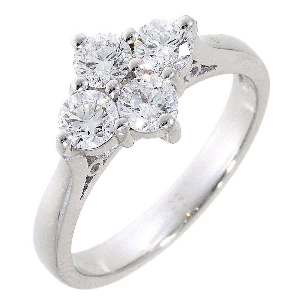Diamond 4 Stone Cluster Ring, 1.01cts Platinum claw Mount