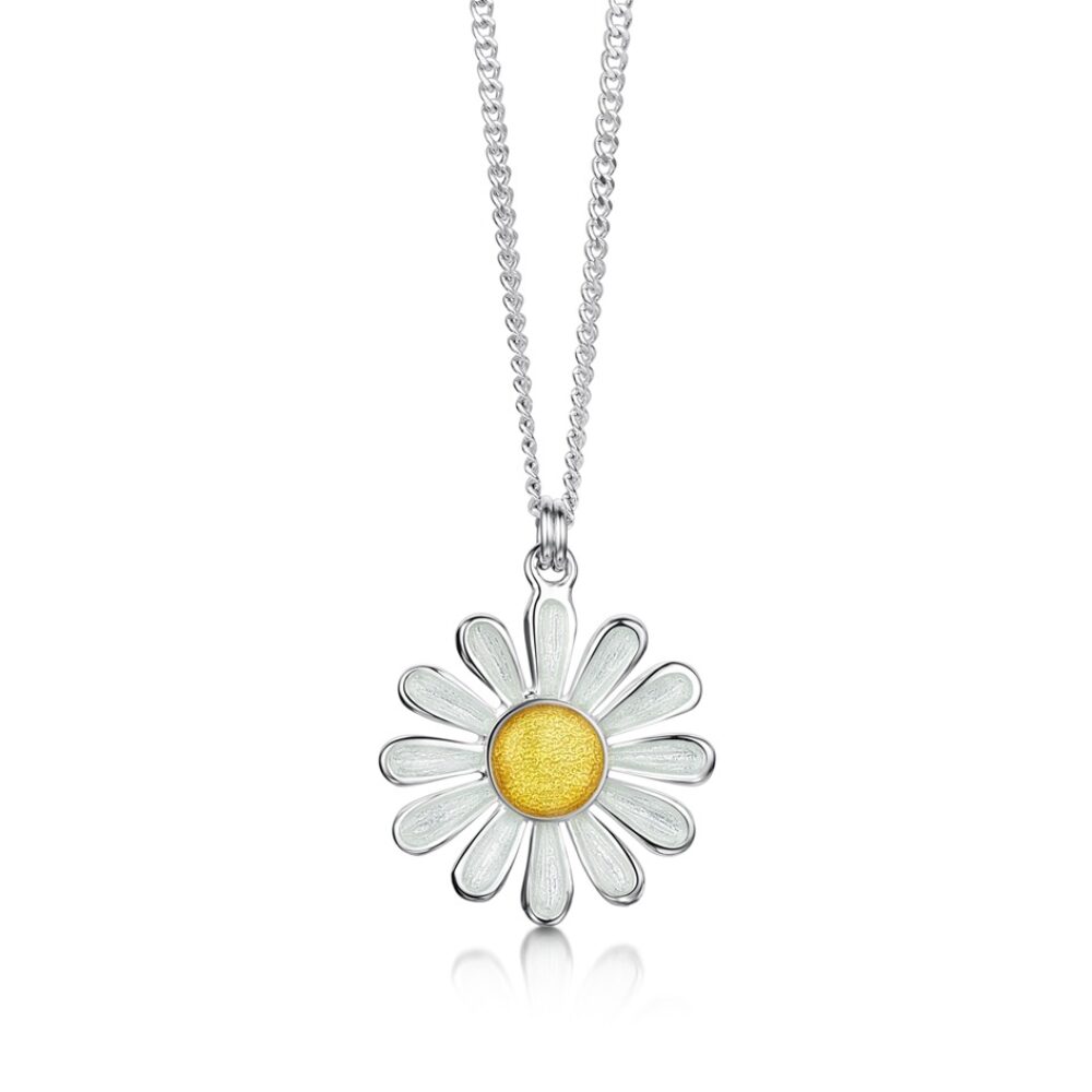 Sheila Fleet Sterling Silver and Enamel Daisies at Dawn Pendant