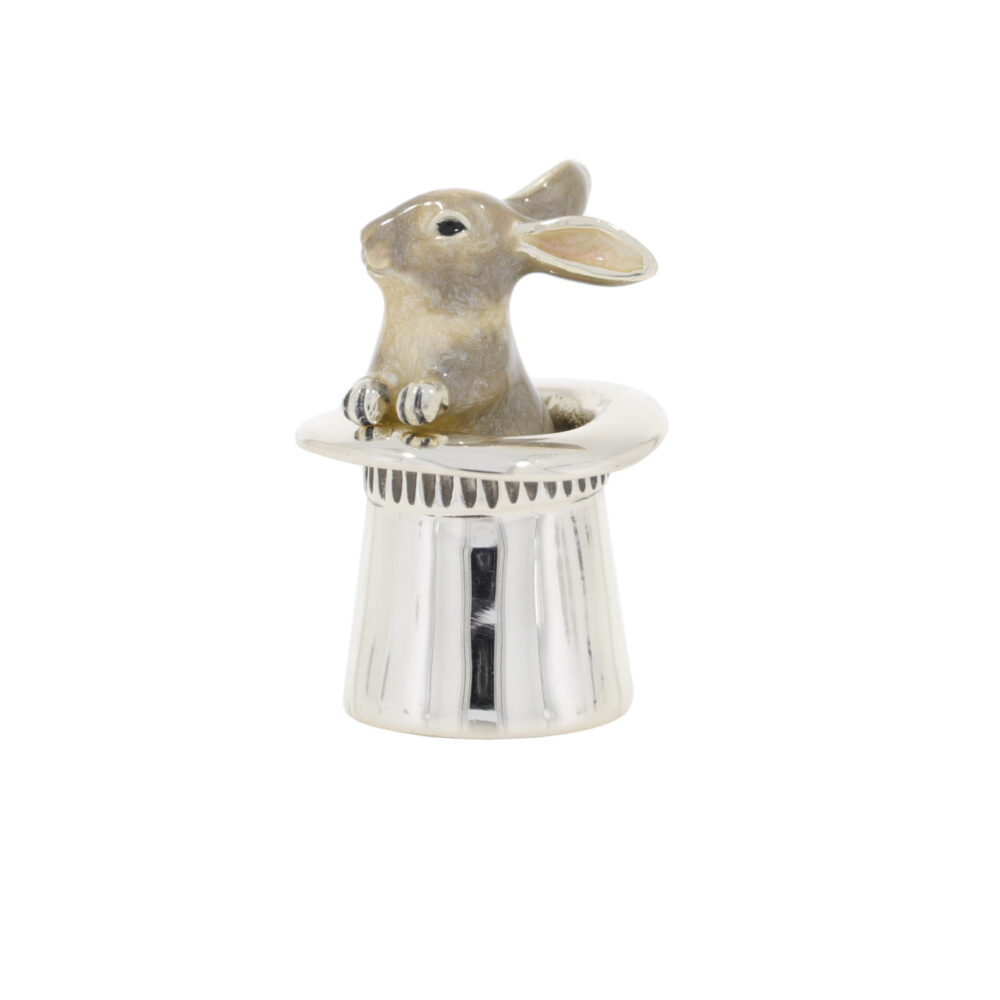 Saturno Sterling Silver and Enamel Rabbit in the Hat Ornament