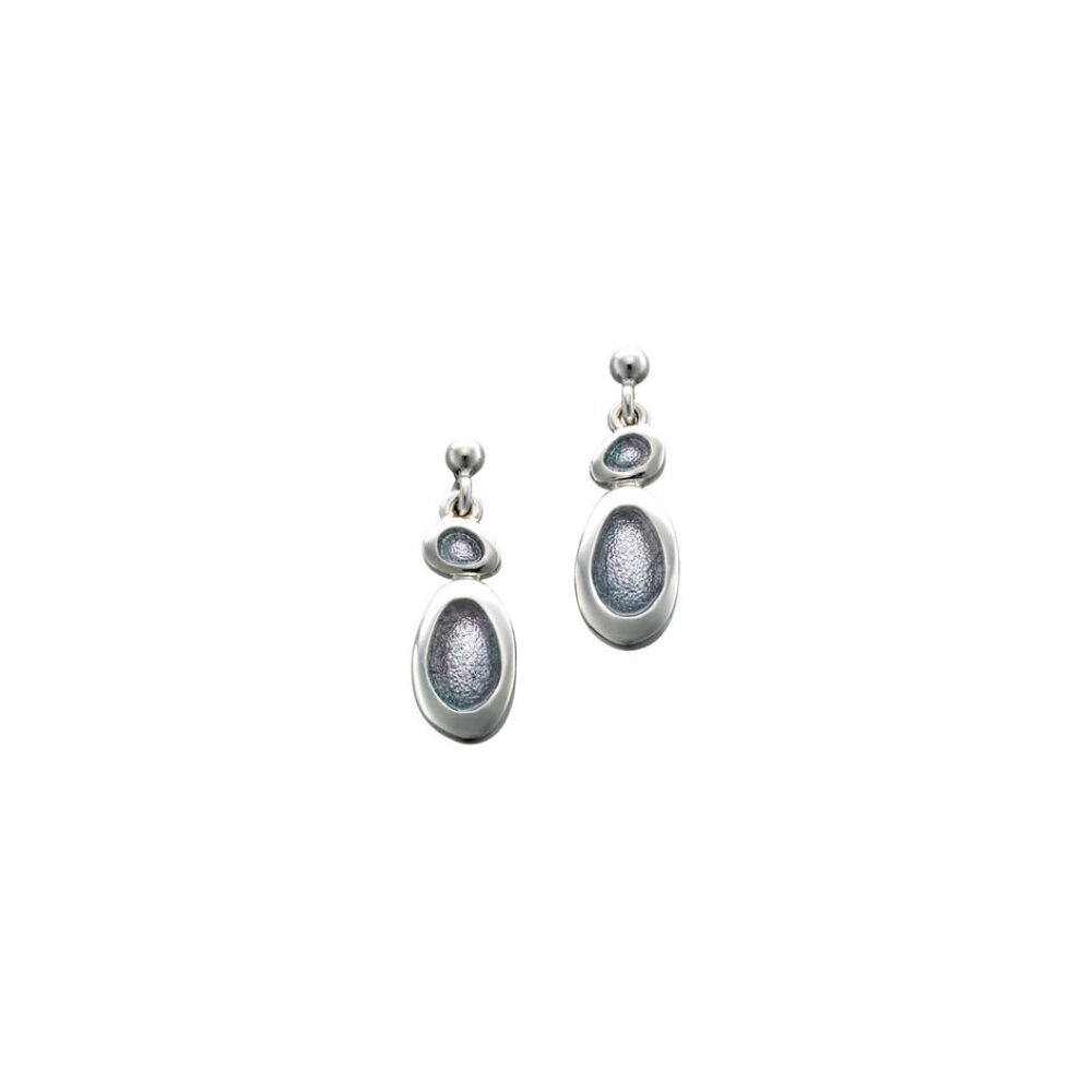 Sheila Fleet Sterling Silver and Enamel Shoreline Pebble Drop Earrings