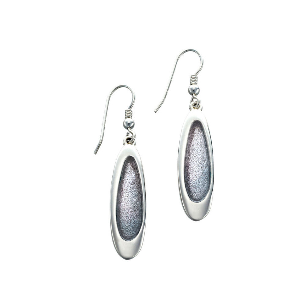 Sheila Fleet Sterling Silver and Enamel Shoreline Pebble Drop Earrings