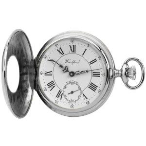 1011 Chrome plated Jewel lever Woodford half hunter pocket watch