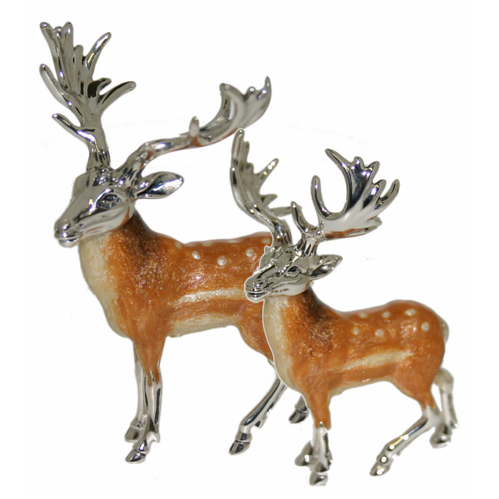 Saturno Sterling Silver and Enamel Fallow Deer Ornaments