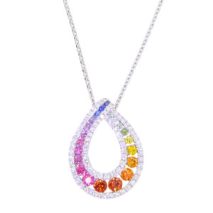 T252.5 multi col Sapphire and diamond pendant
