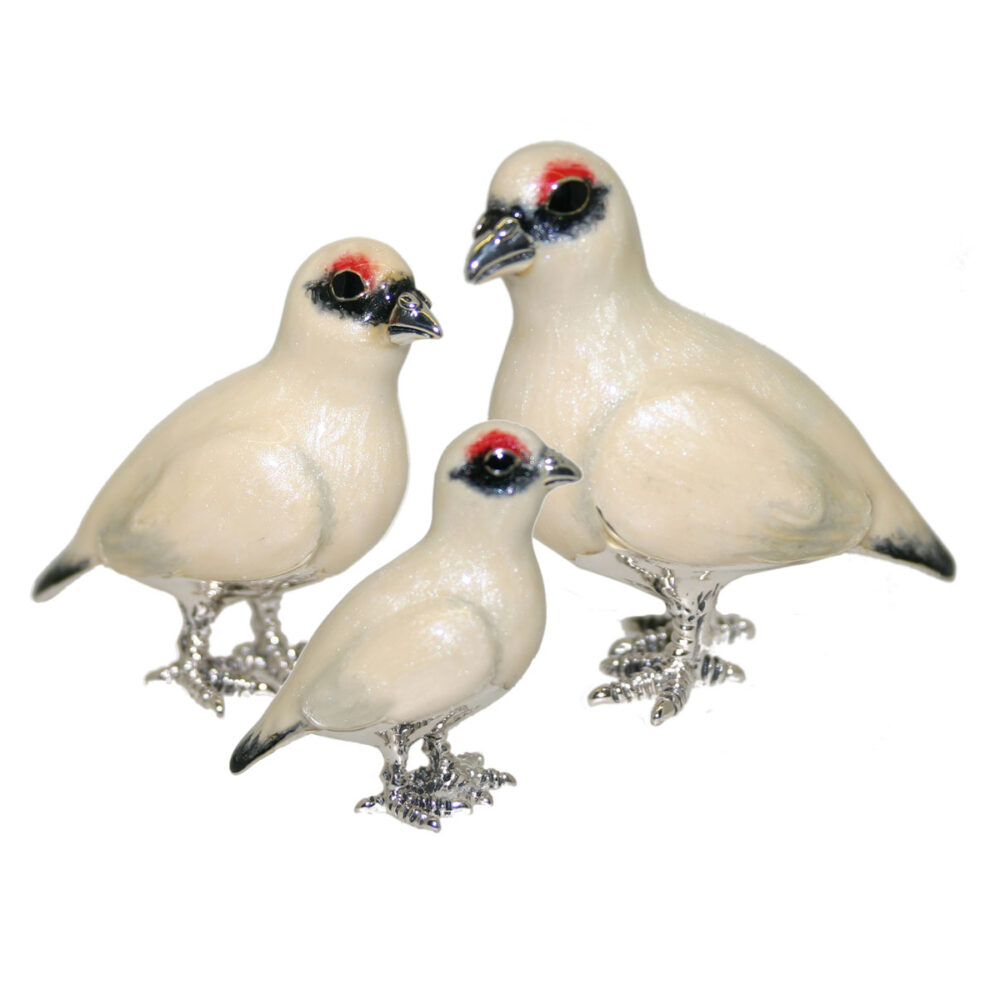 Saturno Sterling Silver and Enamel Partridge Ornaments