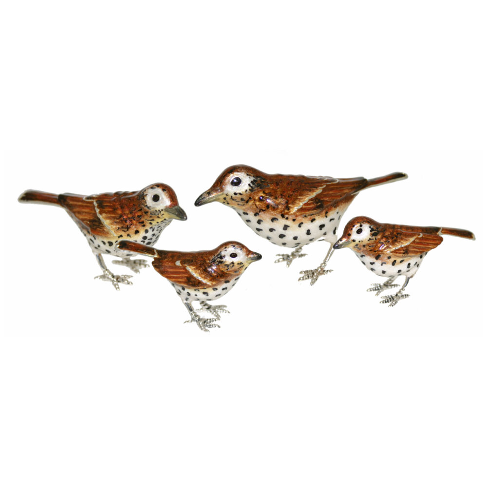 Saturno Sterling Silver and Enamel Thrush Ornaments