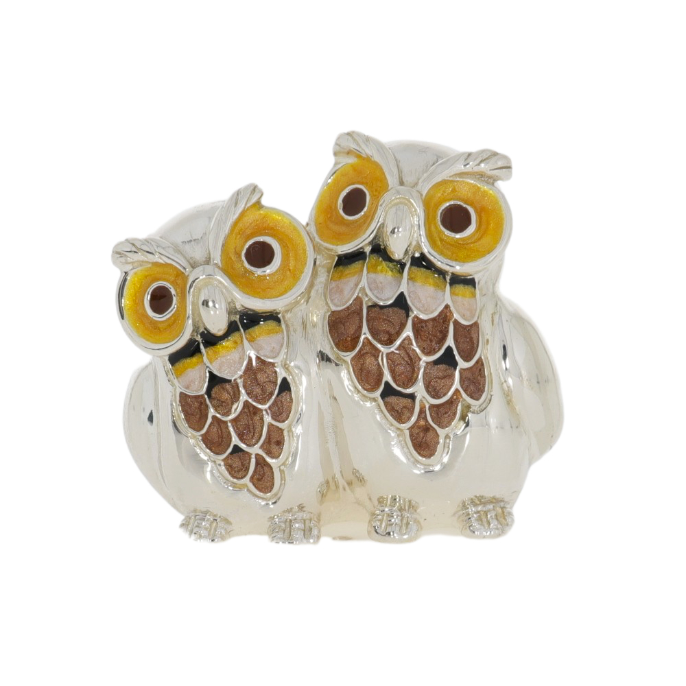 Saturno Sterling Silver and Enamel Owl Ornaments