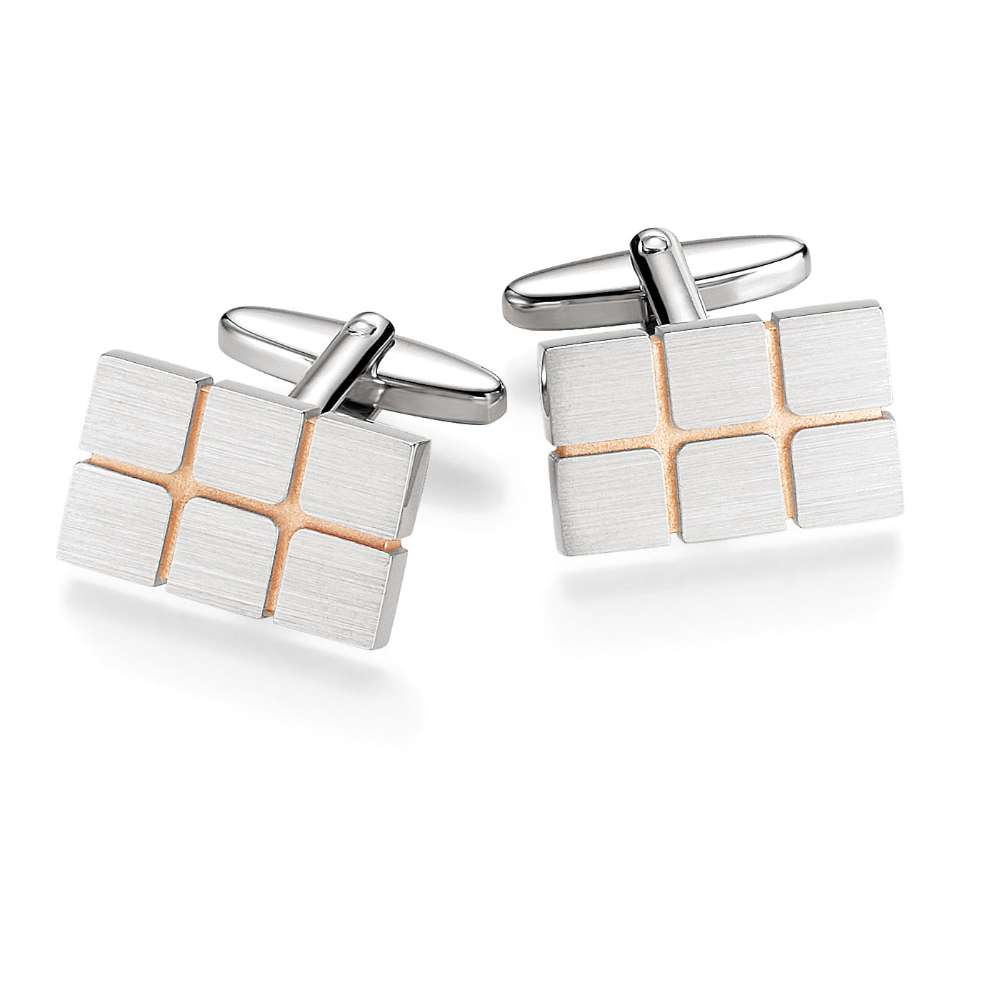 Sterling Silver and rose gold swivel cufflinks