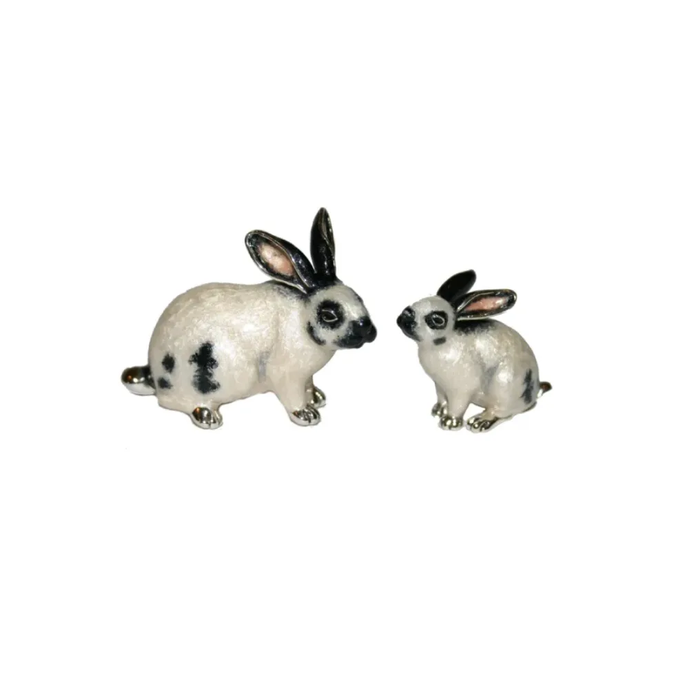Saturno Sterling Silver and Enamel Rabbit Ornaments