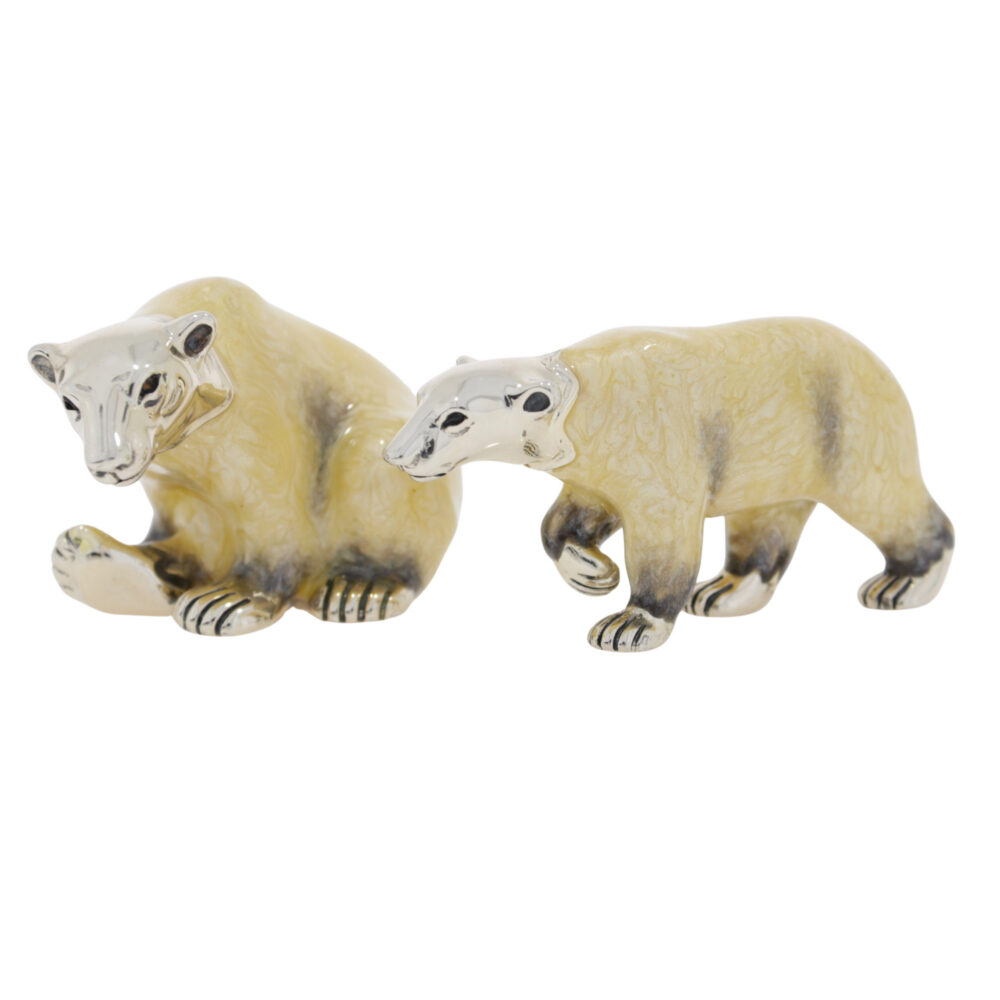 Saturno Sterling Silver and Enamel Polar Bear Ornaments