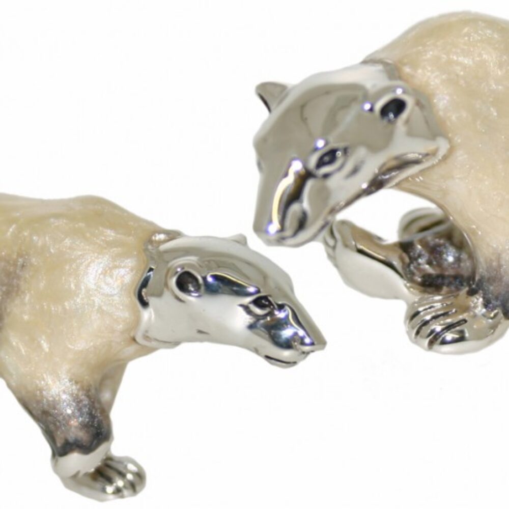Saturno Sterling Silver and Enamel Polar Bear Ornaments