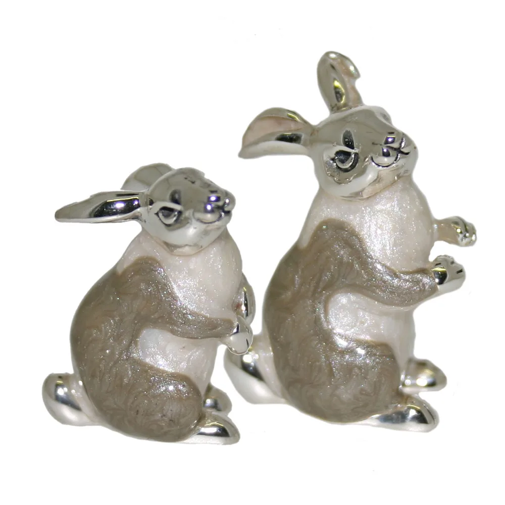 Saturno Sterling Silver and Enamel Hare Ornaments