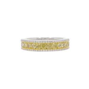 N60.4 Yellow diamond and white diamond three row eternity ring