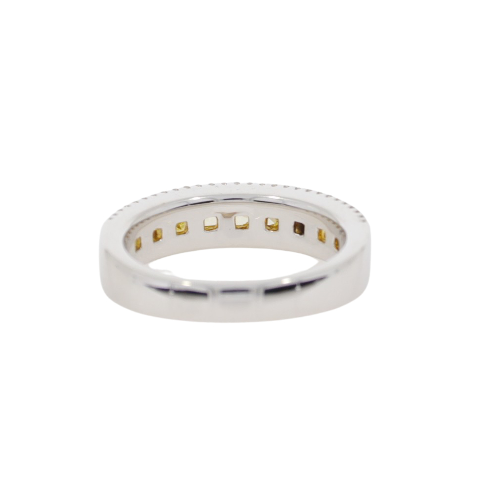 N60.4 Yellow diamond and white diamond three row eternity ring back