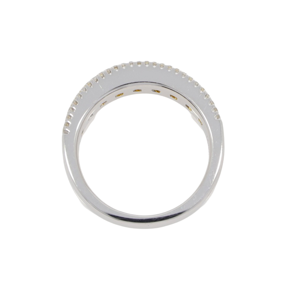 N60.4 Yellow diamond and white diamond three row eternity ring top