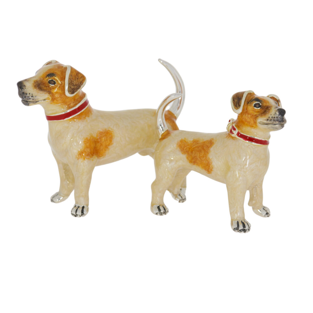 Saturno Sterling Silver and Enamel Dogs- Jack Russell Ornaments