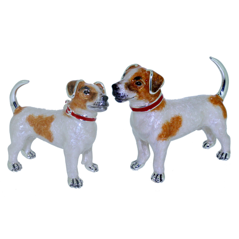 Saturno Sterling Silver and Enamel Dogs- Jack Russell Ornaments
