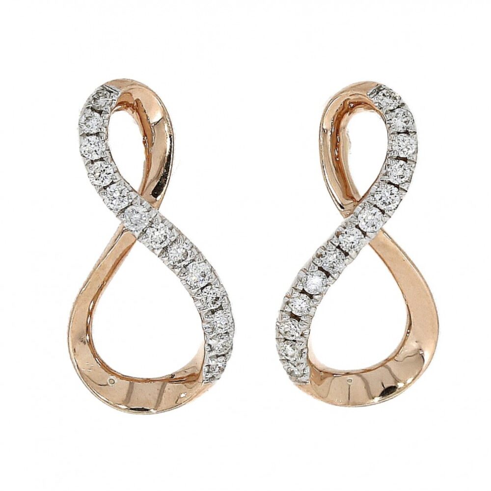 Diamond set 18ct rose gold earrings