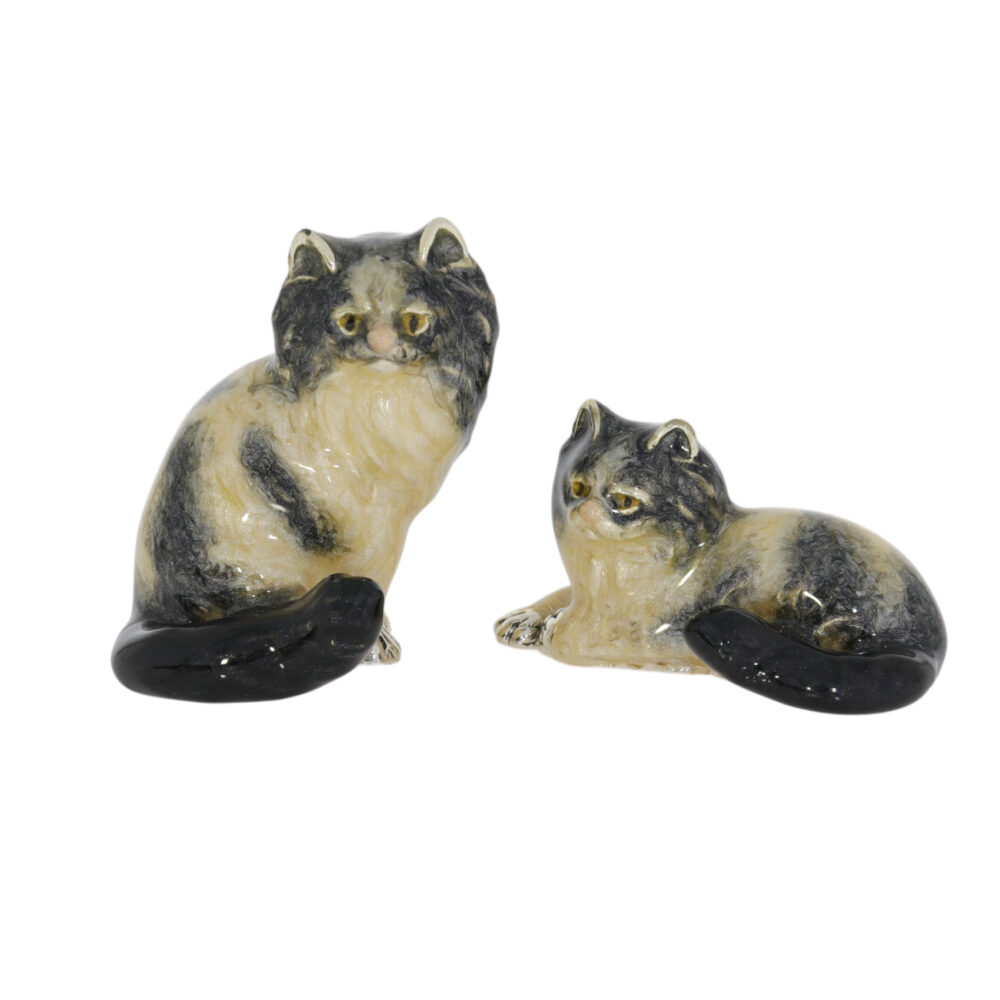 Saturno Sterling Silver and Enamel Persian Cat Ornaments