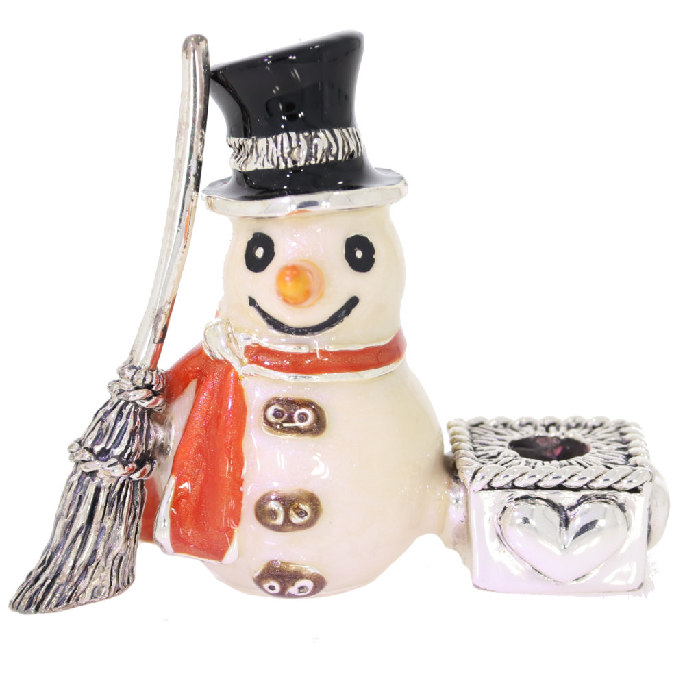 Saturno Sterling Silver and enamel Snowman Christmas candle ornament