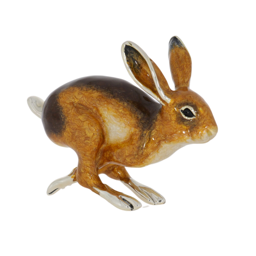 Saturno Sterling Silver and enamel Large Hare ornament