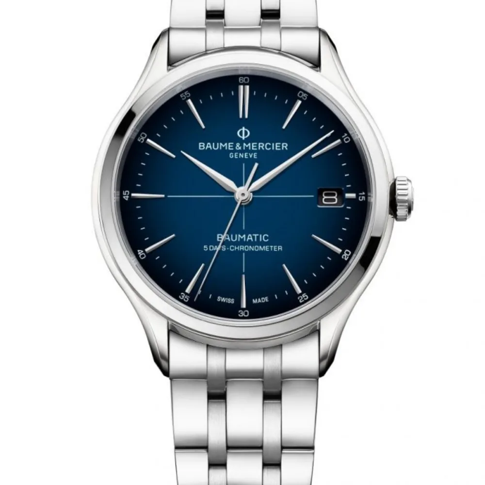 Gents stainless steel automatic Baume & Mercier Clifton Baumatic bracelet watch 10468