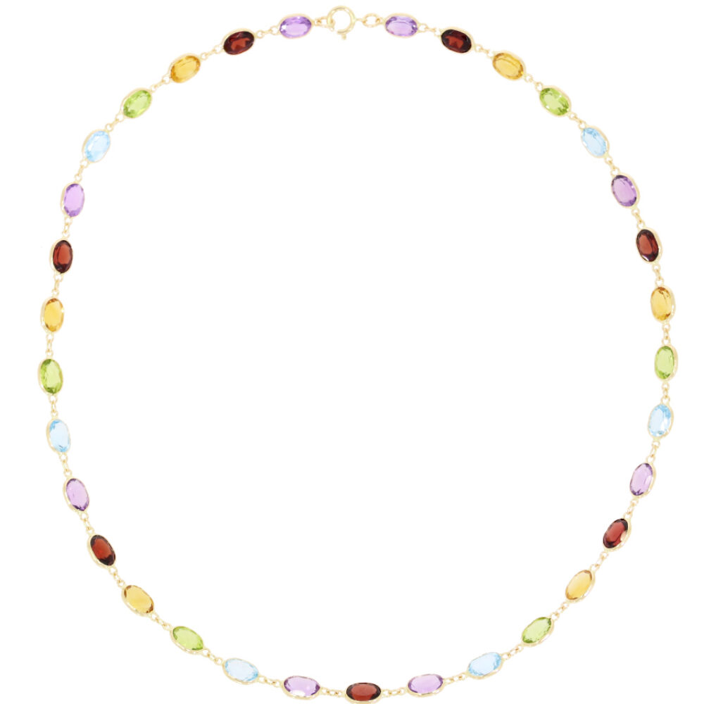 Multi Gemstone and 18ct yellow gold necklace