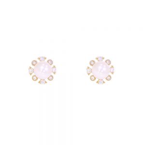 S444.2 Cultured pearl and diamond cluster earrings