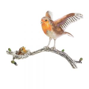 13458 Robin on branch with baby(red)
