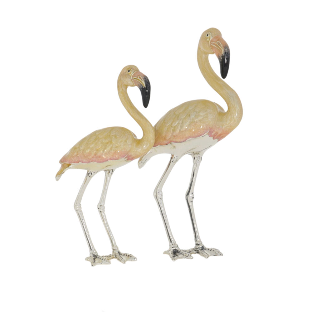 Saturno Sterling Silver and enamel Flamingo Ornaments