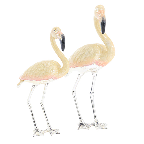 Saturno Sterling Silver and enamel Flamingo Ornaments - Connard & Son Ltd.
