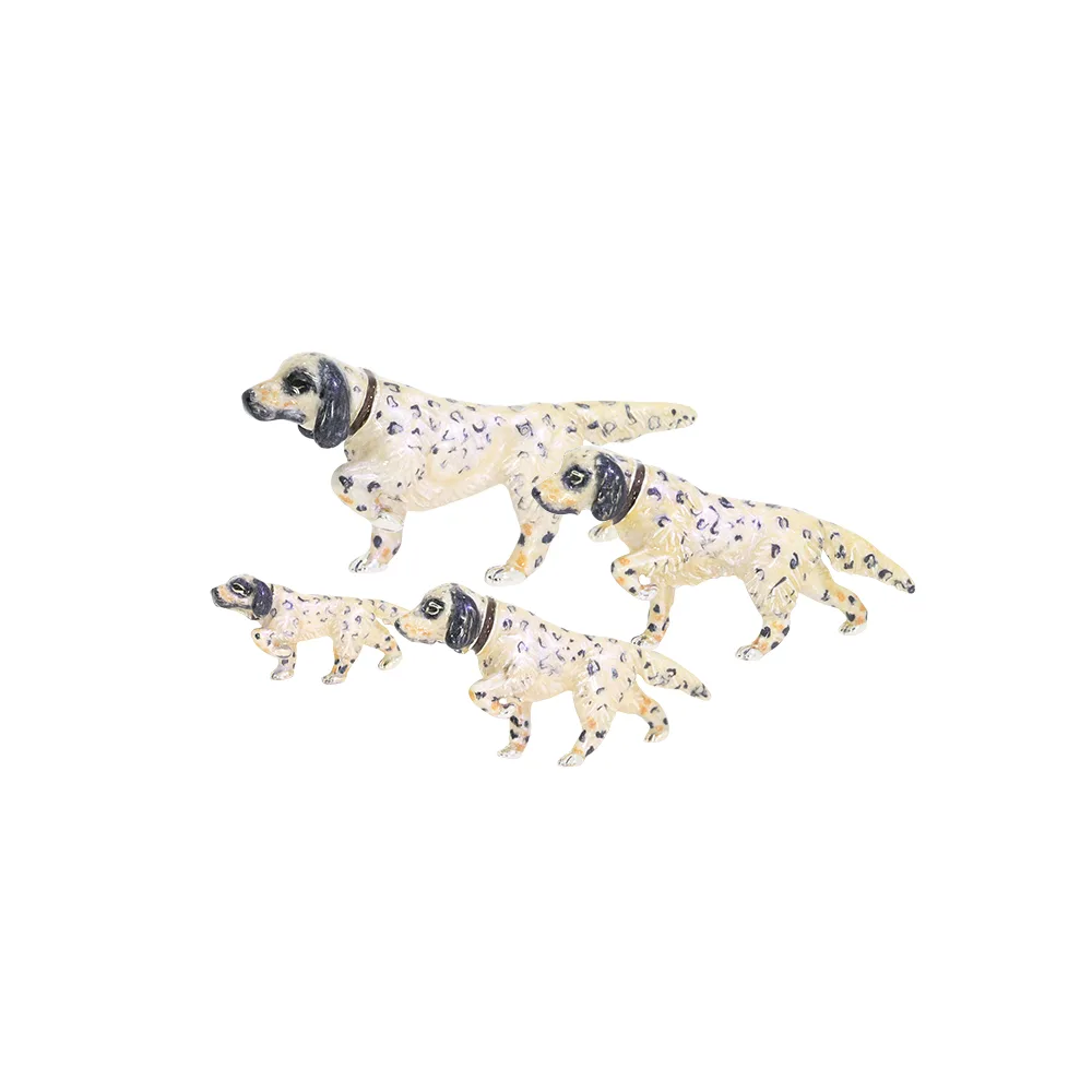 Saturno Sterling Silver and enamel Dogs – Setters black and white Ornaments