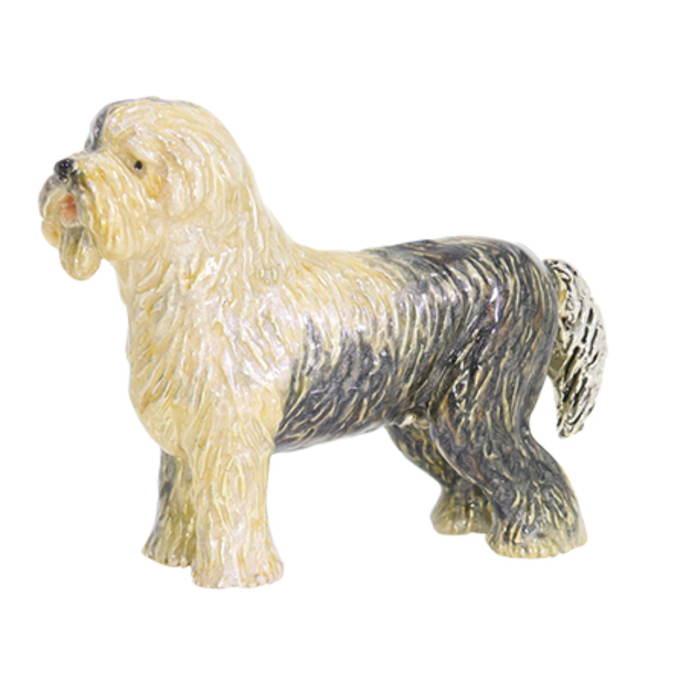 Saturno Sterling Silver and enamel Dog – Old English Sheepdog Ornament
