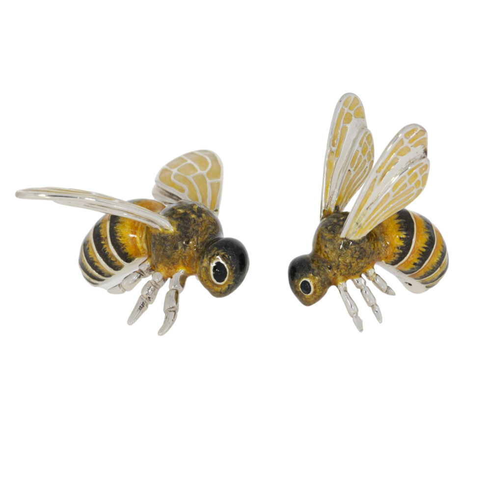 Saturno Sterling Silver and enamel large Bee Ornaments