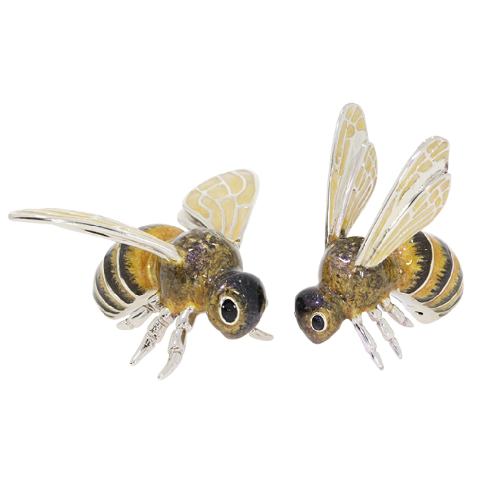 Saturno Sterling Silver and enamel large Bee Ornaments