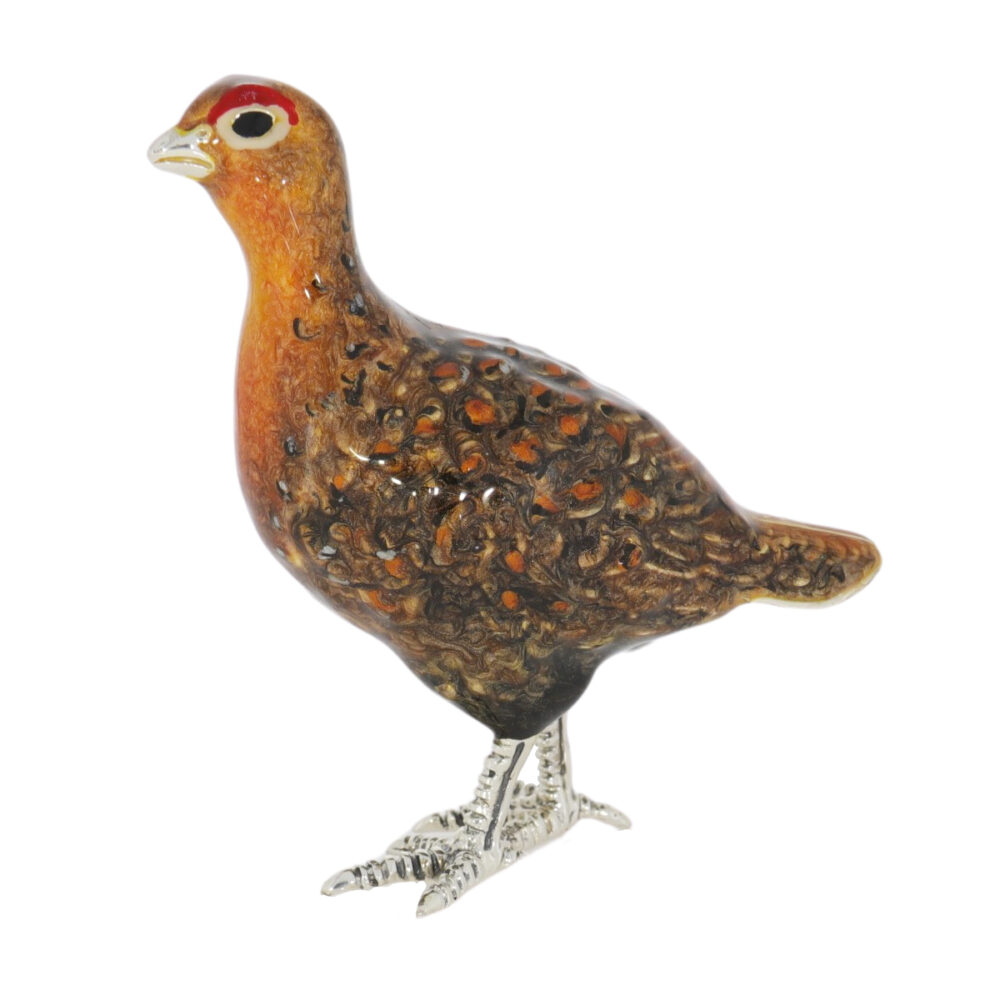Saturno Sterling Silver and enamel Red Grouse Ornament