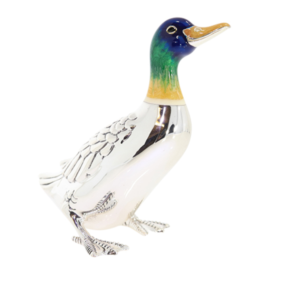 Saturno Sterling Silver and enamel large Duck walking Ornament
