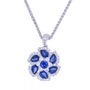 G251.5 sapphire and diamond cluster pendant