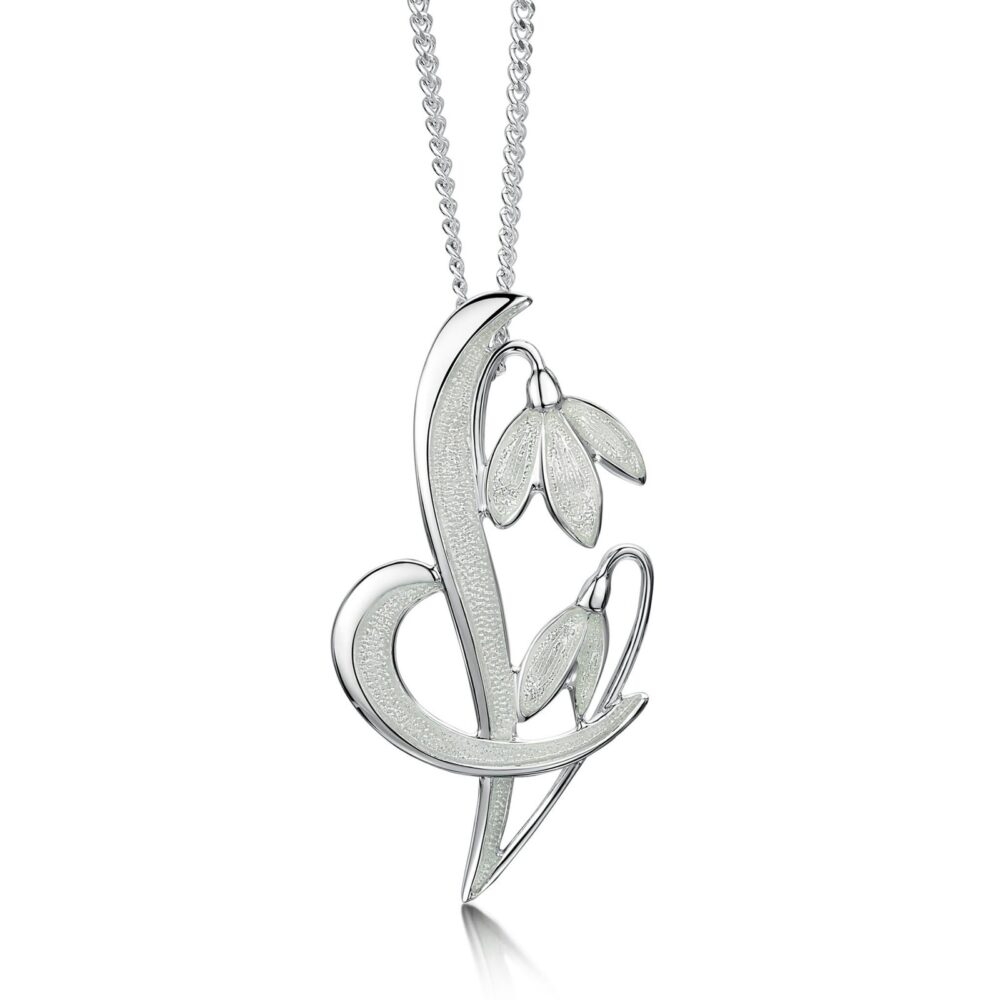 Sheila Fleet Sterling Silver and Enamel Snowdrop Pendant